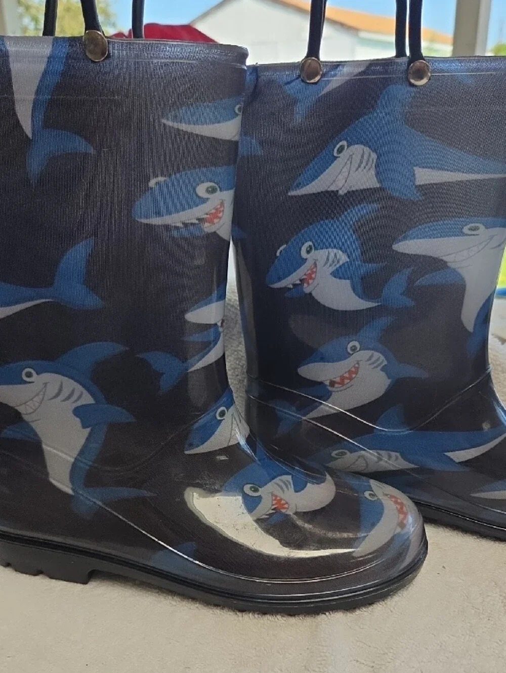 Kids Shark Rain Boots in Navy Blue Sz 5